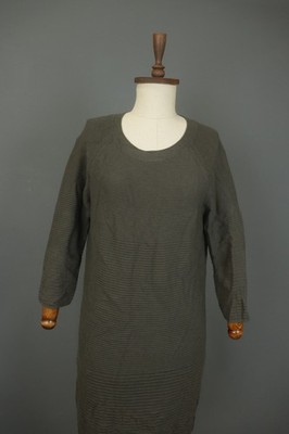 Oui Gray Casual Long Sleeve Ribbed Round Neck Pullover Shift Dress Size M / L