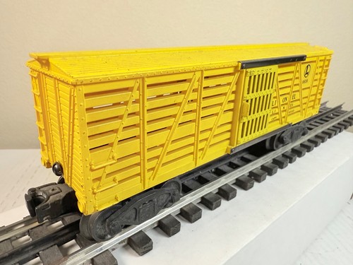 USED YELLOW LIONEL LINES # 6656 STOCK CATTLE FREIGHT CAR **FREE SHIPPING** - Picture 3 of 13