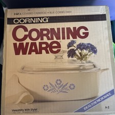 Vintage CORNING WARE BLUE CORNFLOWER 2 QT CAS...