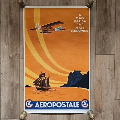 Vintage Art Deco Aeropostale Poster Neuauflage AIR FRANCE 1988