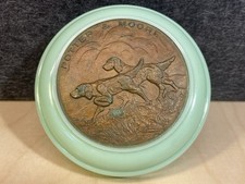 Vintage Potter and Moore Shaving Soap Container Dogs Green Plastic Advertising