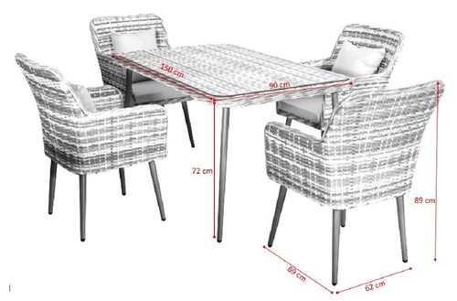 Muebles de jardín grupo de comedor aluminio poliratán 4 sillas y mesa resiste... - Imagen 6 de 8