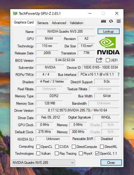 HP (430965-001) NVIDIA Quadro NVS 285 Graphics Card - 128MB DDR2 PCIe-x16  - Image 4 of 4