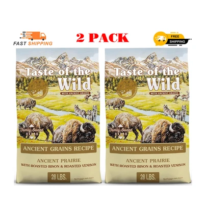 2 Pack - Taste of the Wild Ancient Prairie Canine Recipe Roasted Bison 28 lb bag