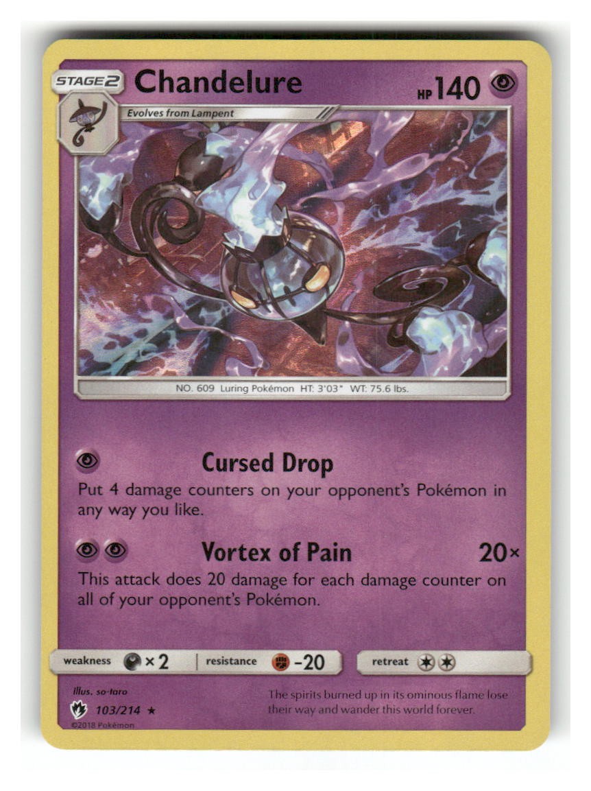 Chandelure 103/214 Holo Rare Lost Thunder Pokemon Holo Near Mint