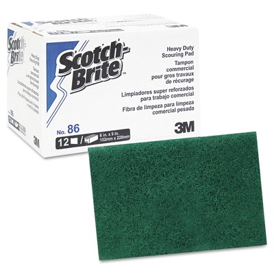 Scotch-Brite PROFESSIONAL 86 6 x 9 Heavy-Duty Scouring Pad - Green (1-Dozen) New
