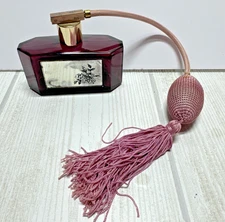 Vintage Purple Glass Empty Perfume Bottle Atomizer Made in Austria Mirror front