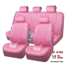 Pink Oxford Bling Diamond Car Seat Covers Interior Sets Full Set Pink-oxford