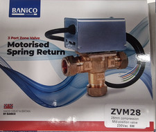 3 Port Mid Position valve 28mm Compression fitting V4073a