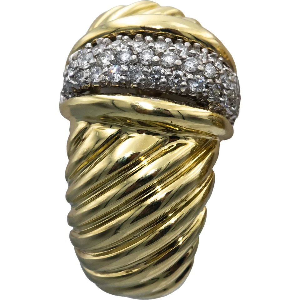 Винтажные круглые изогнутые серьги из желтого золота 14 карат с бриллиантами 1,0 карата DAVID YURMAN 1,0 карата - Изображение 2 из 4