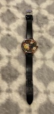 Olivia Burton Sparkle Floral Analog Watch Black Strap Rose Gold Tone Case