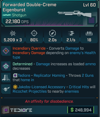 Borderlands 4 EIGENBURST SHOTGUN INCENDIARY OR REPLICATOR-HOMING JAKOBS SMG AMMO