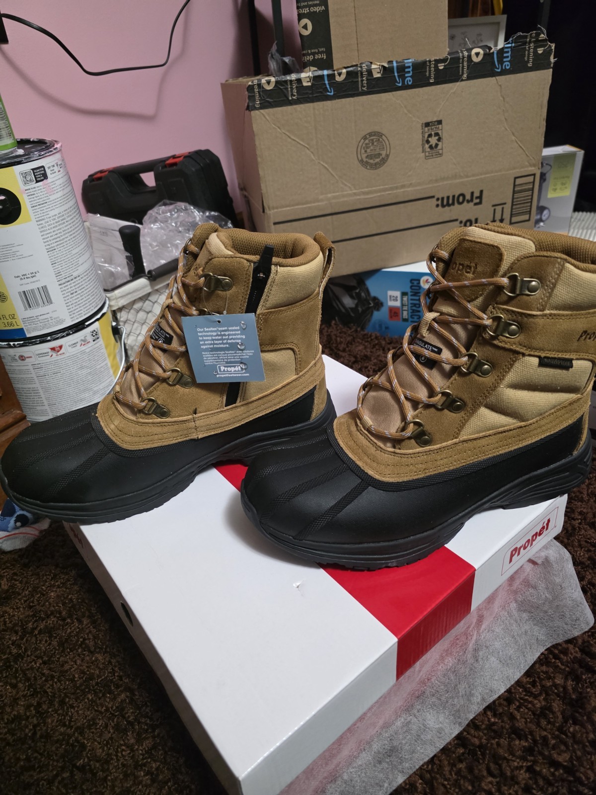 Prop&eacute;t Woman's Tan Insulated Water Resistant Snow Boots siz