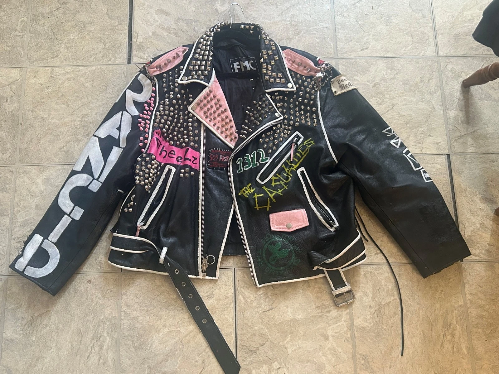 Punk studded leather jacket - Hand painted, hand studded by myself. Rancid Fan,  image 2