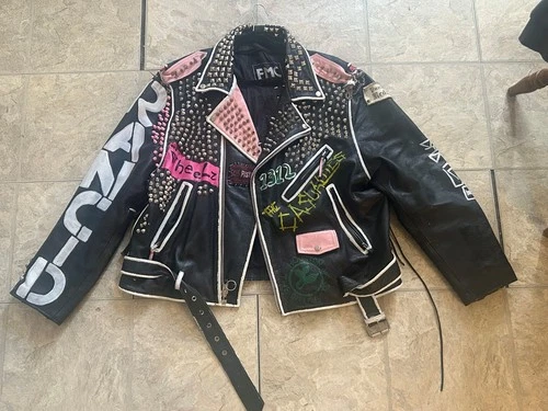 Punk studded leather jacket - Hand painted, hand studded by myself. Rancid Fan,  image 2