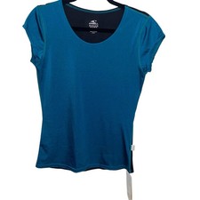 O Neill Rash Guard Womens Medium UPF 50 Short Sleeve Surf Beach Teal Black