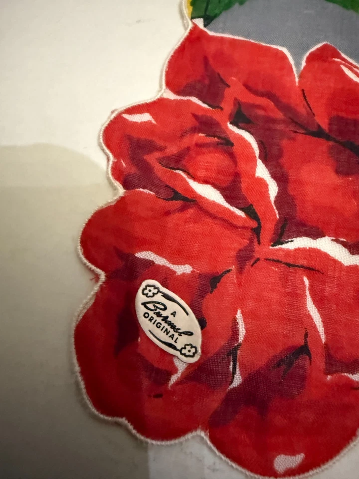 Vintage Burmel Original Red Roses Handkerchief - Image 2 of 3