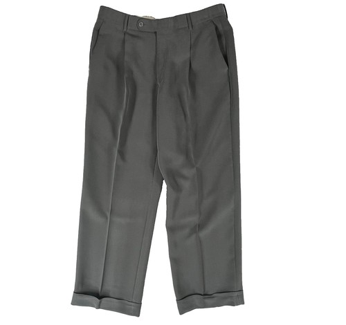 Paul Stuart, Paul Stuart Men's 36X29 Gray Pleated Wool Twill Dress Pants vintage 90's