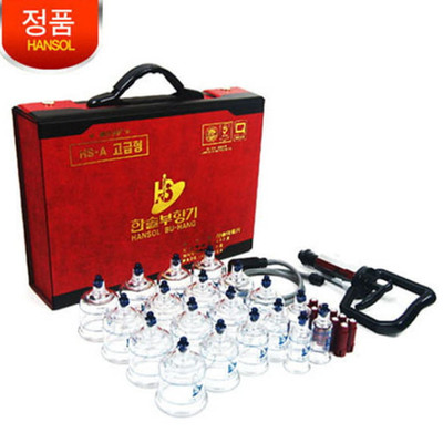 Hansol Bu Hang Cupping Massage Set 19 Cups Hand Pump Case