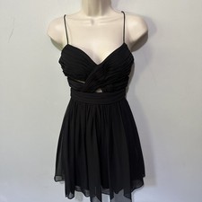 Vintage Hailey Logan Dress 1/2 Black Strappy Cut Out Mini Retro Y2K Glam Club