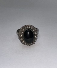 Vintage 925 Sterling Silver Ring With Oval Black Onyx