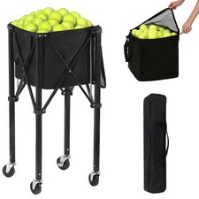 Tennis Ball Hopper Pickleball Removable Waterproof Basket with Carry Bag, Whe...