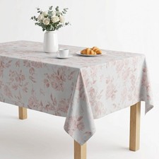 Pink Floral Digital Print Wedding Tablecloth Dover Polyester Dining Cover