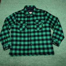 L.L. Bean Quilt Lined Wool Flannel Shirt Jacket Shacket Insulated LL Mens Large