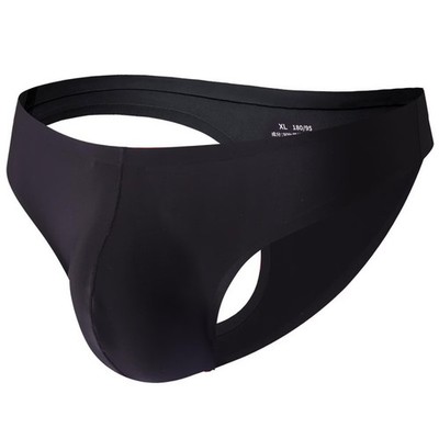HerrenUnterwäsche, Slip, nahtlos, BikiniUnterhose, UTasche, Schwarz , L