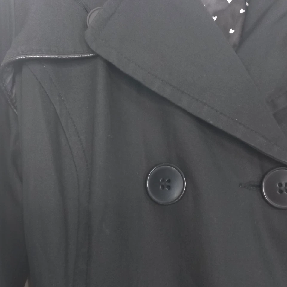 Tammy Girl Vintage Y2K Black Belted Bow Trench Coat 16 Years 176 CM UK 6-8 - Image 2 of 4