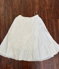 Vintage Y2K Ivory Flare Skirt Womens Large Cottagecore Whimsigoth 90s Boho