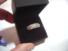 VINTAGE-SOLID SILVER BAND RING-GENUINE MIX OF COLOURED SAPPHIRES-SIZE R-SUPERB