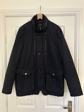 Jeff Banks Black Zip Front Coat Size XL