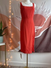 NWT Reformation Red Square Neck Dress Size 6 Women’s Side Slit Hem