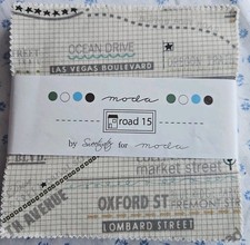 Moda Road 15 5 Charm Pack Maps City Grids Houses HTF BY Sweetwater 42 squares