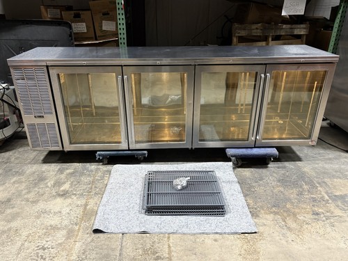Perlick BBS108 108" Back-Bar Refrigerator 4 Swinging Glass Doors, Stainless 120V