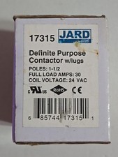 Jard Mars 17315 Definite Purpose Contactor 30 amp 1-1/2 pole Coil 24 VAC NEW