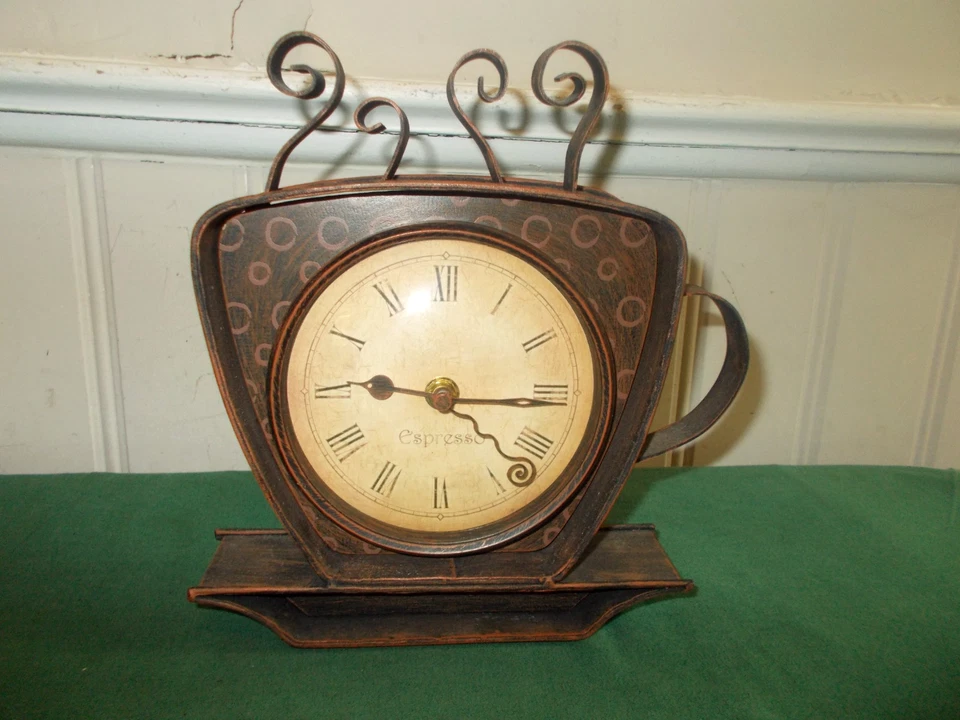 ESPRESSO COFFEE QUARTZ WALL/SHELF CLOCK KEEPS TIME! - Image 3 of 4