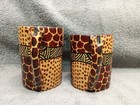 Vintage Safari Hand Carved Wood Cups Kenya Africa Hand Painted Giraffe's  — photo 2