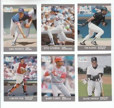1991 Fleer Ultra Baseball 6-Card Hall-Of-Fame Lot (Maddux; Thomas; Fisk) NM/MT