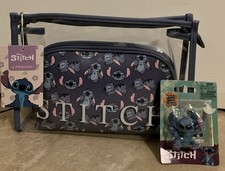 Disney Stitch Set of 2 Makeup Toiletry Bags - Primark - New With Figurine