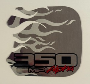 OEM MerCruiser 350 MPI Alpha Engine Cover Flame Decal Brushed Metallic NOS