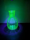 Vintage Anchor Hocking Uranium Glass Block Optic Pattern Carafe