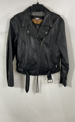 Vintage Harley-Davidson Women's Belted Leather Biker Jacket Corset Back Sz L