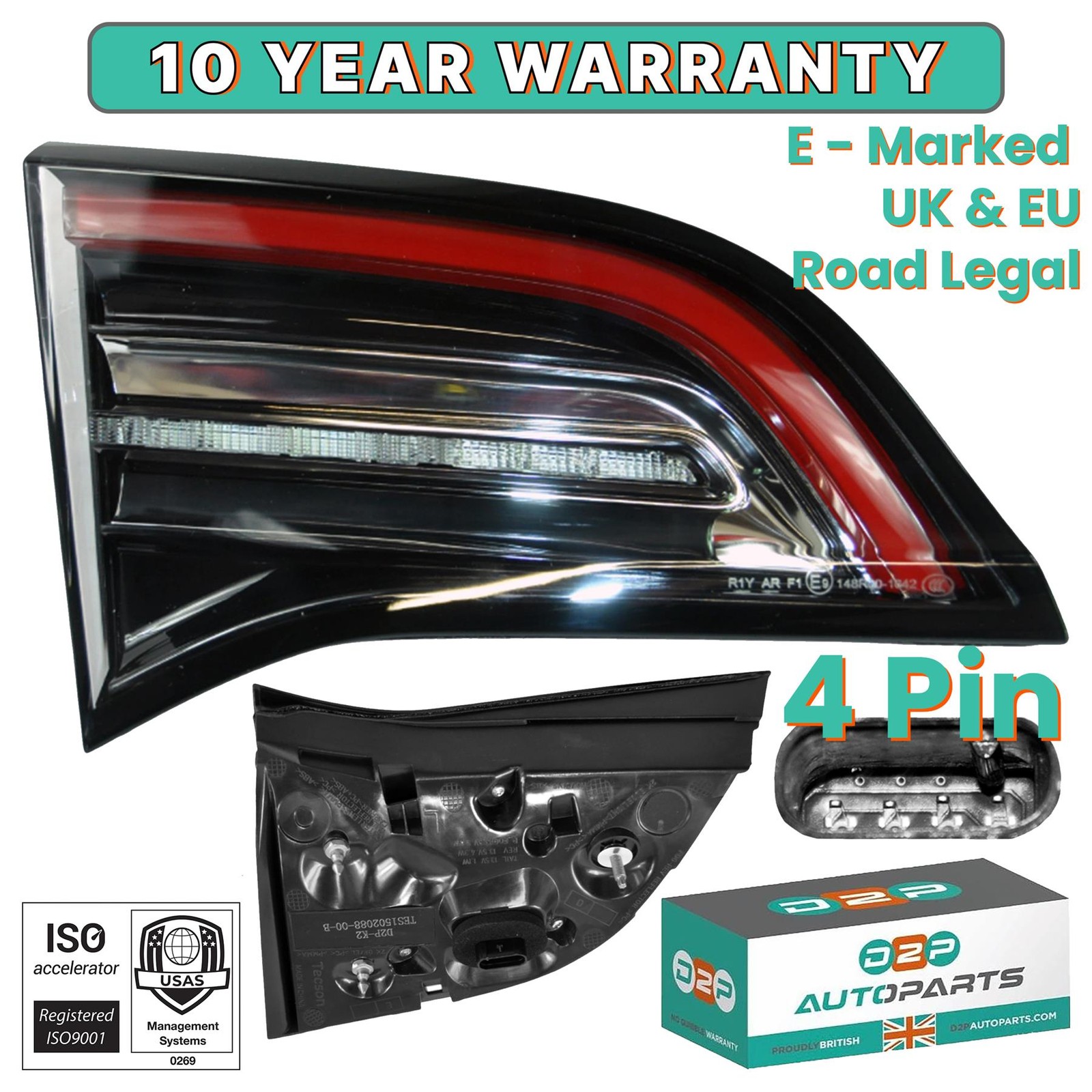 TAIL LIGHT LEFT INNER SECTION FOR TESLA MODEL Y & MODEL 3 1502088-00-B E-MARKED