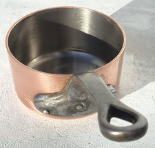 Cacerola francesa de cobre vintage de 4,9 pulgadas Villedieu de acero inoxidable 2 mm 2,6 libras