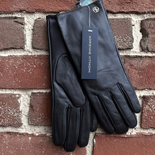 Adrienne Vittadini dark brown Leather Cashmere Lined Gloves Womens small NEW