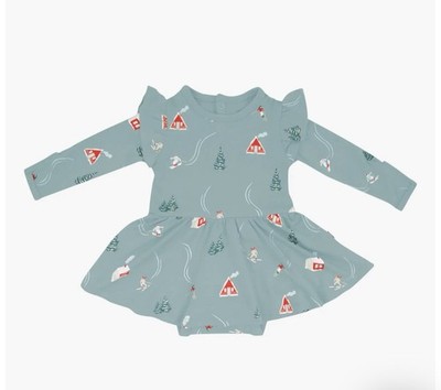 *NIB* Kyte Baby 12-18m Long Sleeve Twirl Bodysuit Dress In Alpine Village