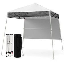 COSTWAY 210 x 210 cm Pop up Canopy Tent Portable Backpack Canopy-White