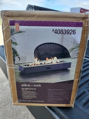 Allen Roth Rectangle Tabletop Fire Pit Liquid Propane Black Steel 40000 Max BTU